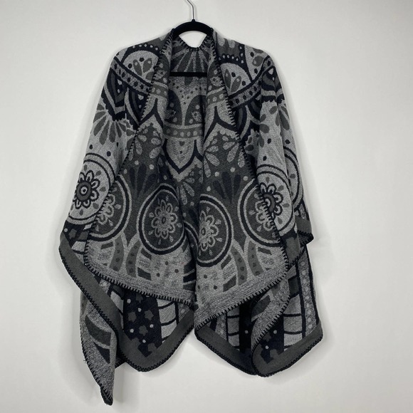 NEW Boho Southwest Ruana Oversized Open Wrap Poncho Blanket Scarf - Picture 6 of 9